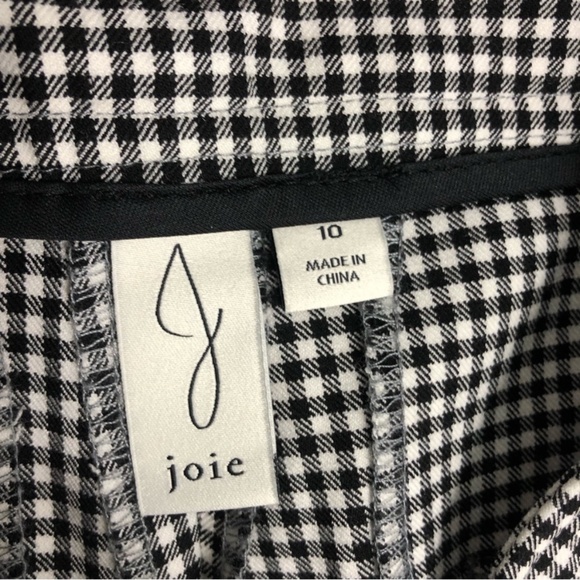 Joie High Rise Women's Pants Black White Gingham Plaid Career Ankle Crop size 10 - Picture 3 of 16